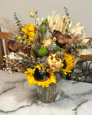 Sunflower and Dried flowers gift bouquet