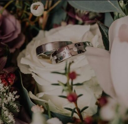 Wedding Flowers with rings on the top