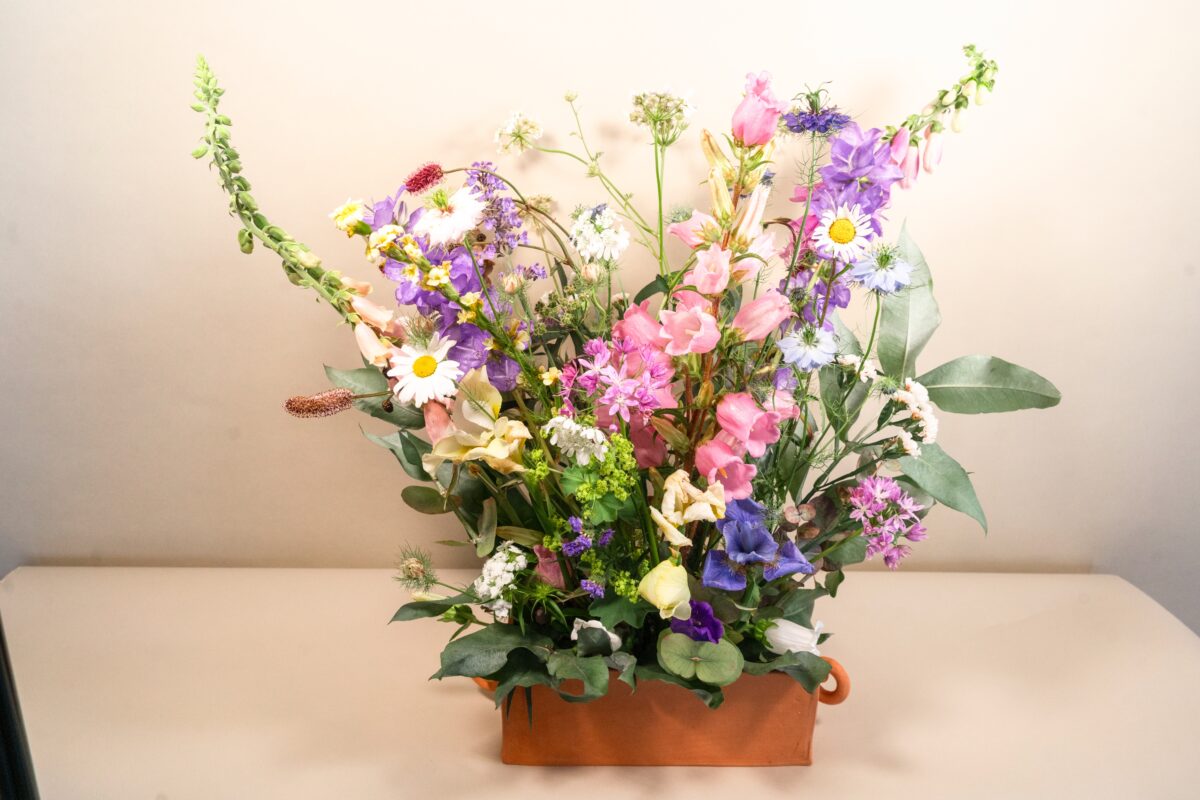Blooming Roza Meadow Flowers with Mudfired Pottery